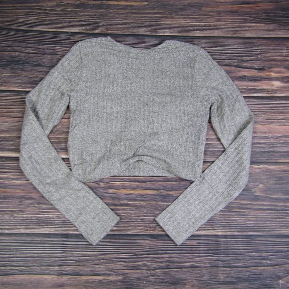 BDG UO Urban Outfitters NEW NWT Medium Gray Faux Wrap V Neck Crop Top - Picture 8 of 8